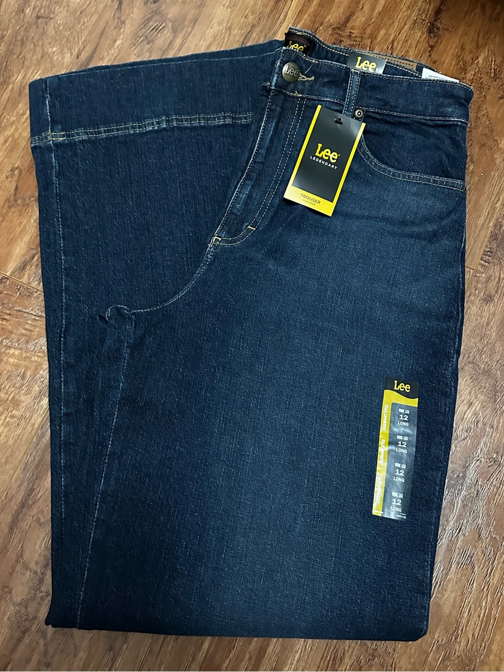 NWT Lee Legendary High Rise Wide Leg Trouser Jeans Dark Wash 12L 12 Long